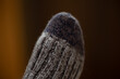 Close-up of a knitted wool sock