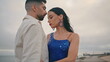 © stockbusters - Passionate performers dancing rumba at cloudy sky close up. Dancers performing