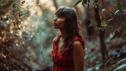 Wall Mural - portrait of a woman in the forest