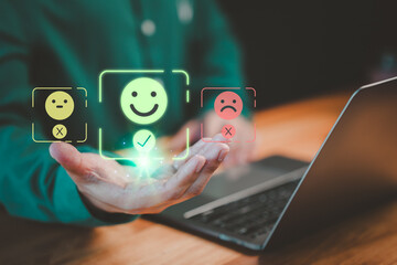 Fototapete - Customer review satisfaction feedback survey concept. User rate their service experience on online application. Customer can evaluate the quality of service leading to reputation ranking of business.