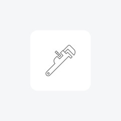 Sticker - Pipe Wrench Equipment grey thin line icon, 1px stroke icon, outline icon, vector, pixel perfect icon