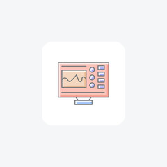 Sticker - Oscilloscope Device awesome lineal color icon, color outline icon, vector, pixel perfect icon