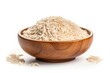 Isolated basmati rice in wooden bowl on white background