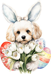 Aufkleber - Easter cavapoo illustration created with Generative AI technology