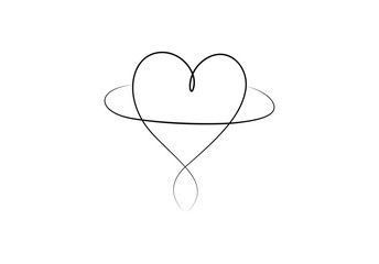 Poster - continuous one line drawing of heart. valentine's day. isolated on white background vector illustrat