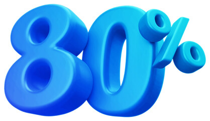 80 percentage discount number blue 3d render