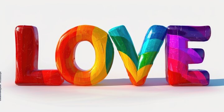 The word love is made out of colored plastic