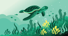 Turtle Sea Vector Illustration