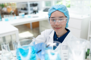 Wall Mural - scientist or medical technician working, having a medical discuss, senior female scientist superviso