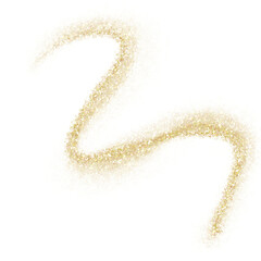 Wall Mural - gold glitter shiny swirl on transparent background. golden glittering dust.