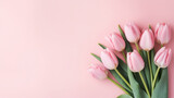 Fototapeta Tulipany - pink background with beautiful composition spring flowers bouquet of pink flowers