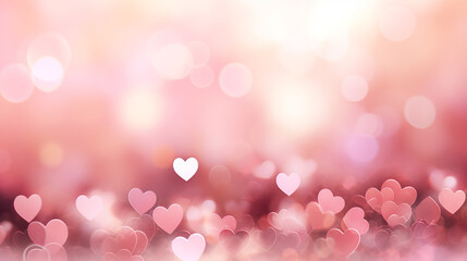 Wall Mural - blur heart pink background beautiful romantic glitter bokeh lights heart soft pastel shade pink