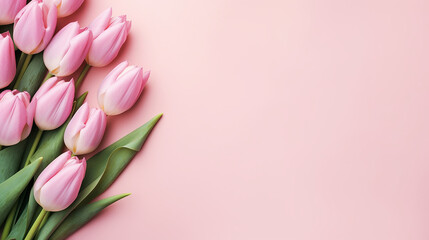 Wall Mural - beautiful composition spring flowers bouquet of pink tulips flower