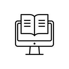 Poster - Online book outline icons, minimalist vector illustration ,simple transparent graphic element .Isolated on white background