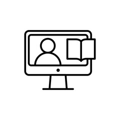 Poster - Online learning outline icons, minimalist vector illustration ,simple transparent graphic element .Isolated on white background