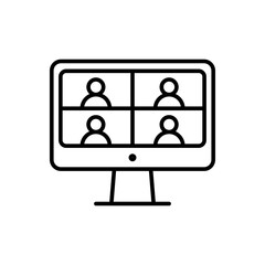 Poster - Online meeting outline icons, minimalist vector illustration ,simple transparent graphic element .Isolated on white background