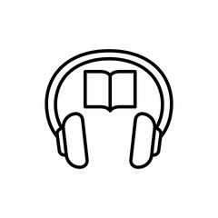Poster - Book listening outline icons, minimalist vector illustration ,simple transparent graphic element .Isolated on white background