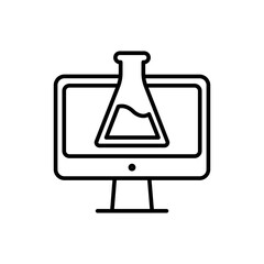 Poster - Online science outline icons, minimalist vector illustration ,simple transparent graphic element .Isolated on white background