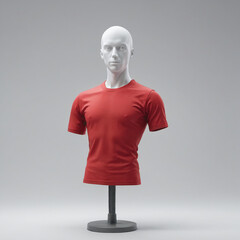 Wall Mural - Red t-shirt mock up, front view, isolated. Plain red shirt mockup. Tshirt design template. Blank tee for print, in manekin and stand no head