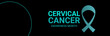 Cervical Cancer Awareness Calligraphy Poster Design. Realistic Teal and White Ribbon. January is Cancer Awareness Month. suit for cover, website, banner, presentation, posters. vector illustration