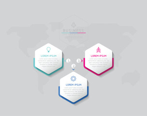 Vector infographic business presentation template connected with 3 options