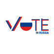vote word Russia or Russian Federation style with check mark, vector illustration