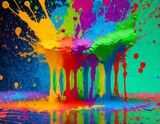 Fototapeta Młodzieżowe - a backdrop of colorful paint splatters crashing into each other