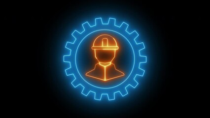 Engineering and construction line icon in cog or gear. Concept for industrial, engineer or factory. Able use graphic isolated on transparent background.