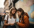 © Karolina - Young tourists read city map to find sights