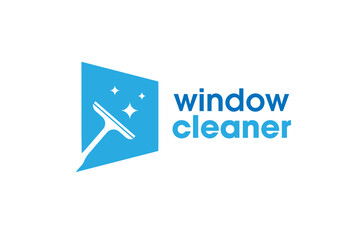 Wall Mural - Window cleaning service logo. Window glass cleaning vector logo