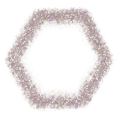 Wall Mural - white glitter hexagon frame. white sparkle.hexagon frame on transparent background.