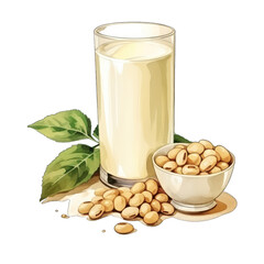 Soybean milk watercolor Transparent Background Png Image