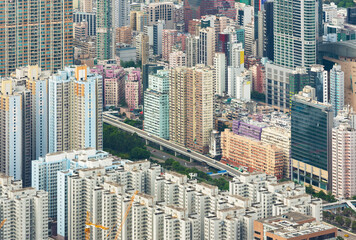 Aufkleber - Aerial view of downtown district of Hong Kong City