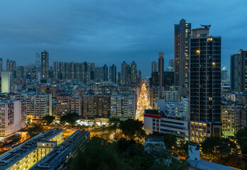 Wall Mural - Night scenery of downtown district of Hong Kong city