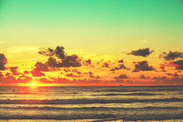 Wall Mural - seascape in the evening. sunset over the sea. nature landscape