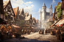 Old Town Of Rothenburg Ob Der Tauber, Bavaria, Germany, AI Generated