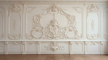 Luxury White Wall Design Bas-relief With Stucco Mouldings Roccoco Element