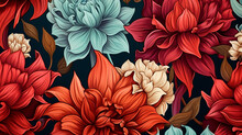 Flower Background Concept With Beautiful Seamless Floral Pattern With Amaryllis Flower