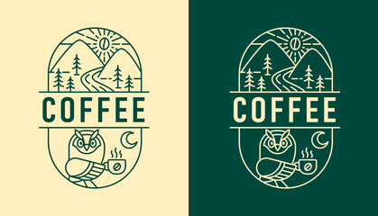 nature coffee line art design template