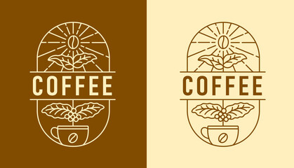 nature coffee line art design template