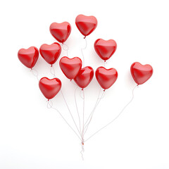 Wall Mural - Heart shaped ballons on white background