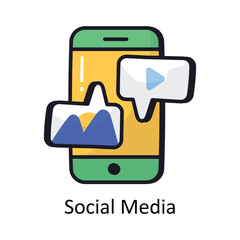 Fototapete - Social Media vector filled outline doodle Design illustration. Symbol on White background EPS 10 File 