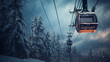 Cable cars and chair lifts in ski resort. alpine mountains with white snow, blue sky. art retouching. generative ai
