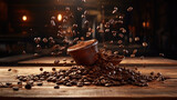 Fototapeta  - Aromatic Coffee Beans Shower
