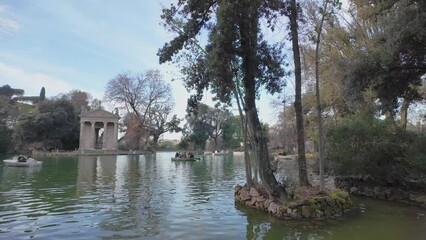 Wall Mural - Lake in Villa Borghese - Rome - Lazio - Italy - Slowmotion