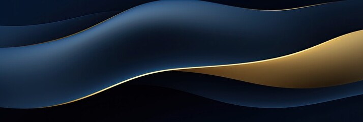 Poster - 3D modern wave curve abstract presentation background. Luxury paper cut background. Abstract decoration, golden pattern, halftone gradients, 3d Vector illustration. Dark blue background