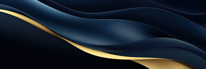 Poster - 3D modern wave curve abstract presentation background. Luxury paper cut background. Abstract decoration, golden pattern, halftone gradients, 3d Vector illustration. Dark blue background
