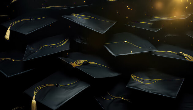 Black Graduation Hats Slide