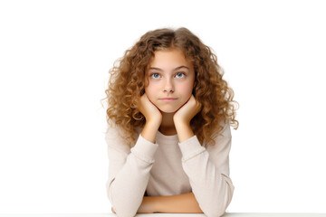 cute looking girl curious. isolated on transparent background,png file