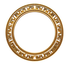 Greek circle frame gold Isolated on transparent, generative AI